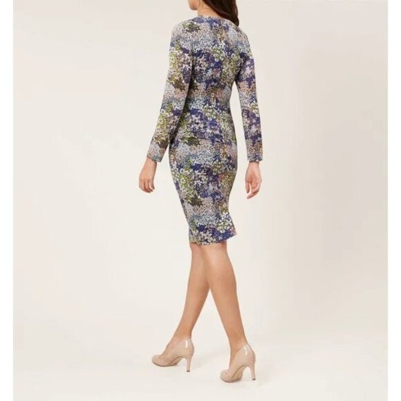 Hobbs Merida Floral Silk Blend Dress 8 Navy EUC - Picture 4 of 12